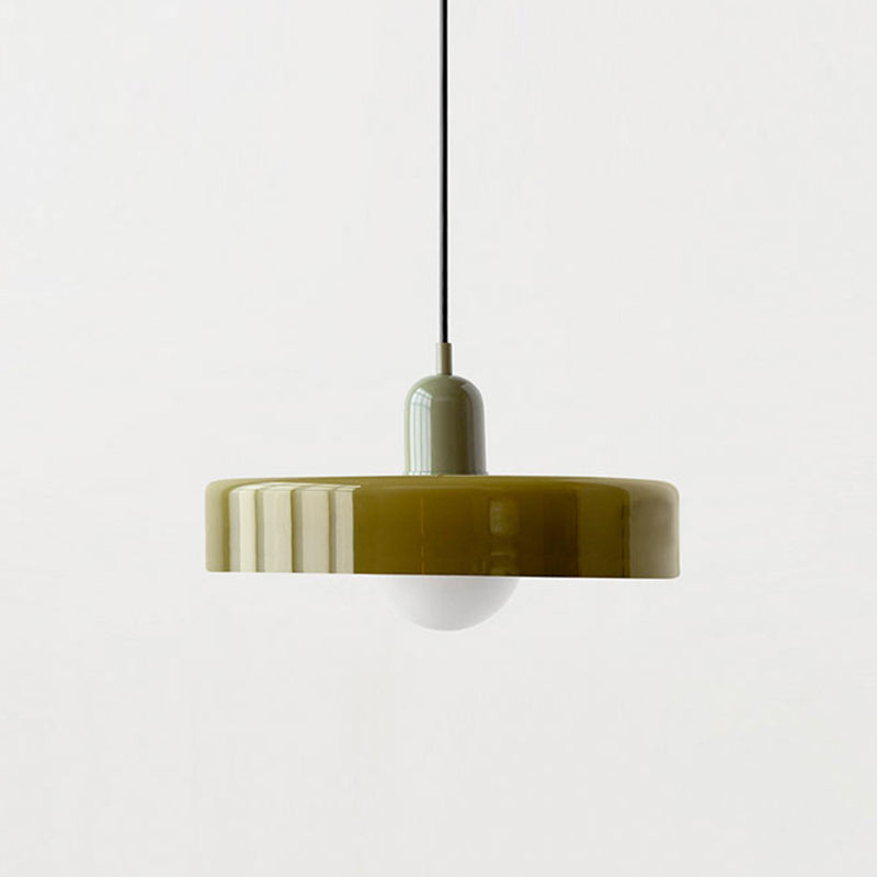 Glas-Pendelleuchte Bauhaus-Stil | Rundes Buntglas mit verstellbarer Hängehöhe | Ideal für Wohnzimmer, Küche und Flur 12