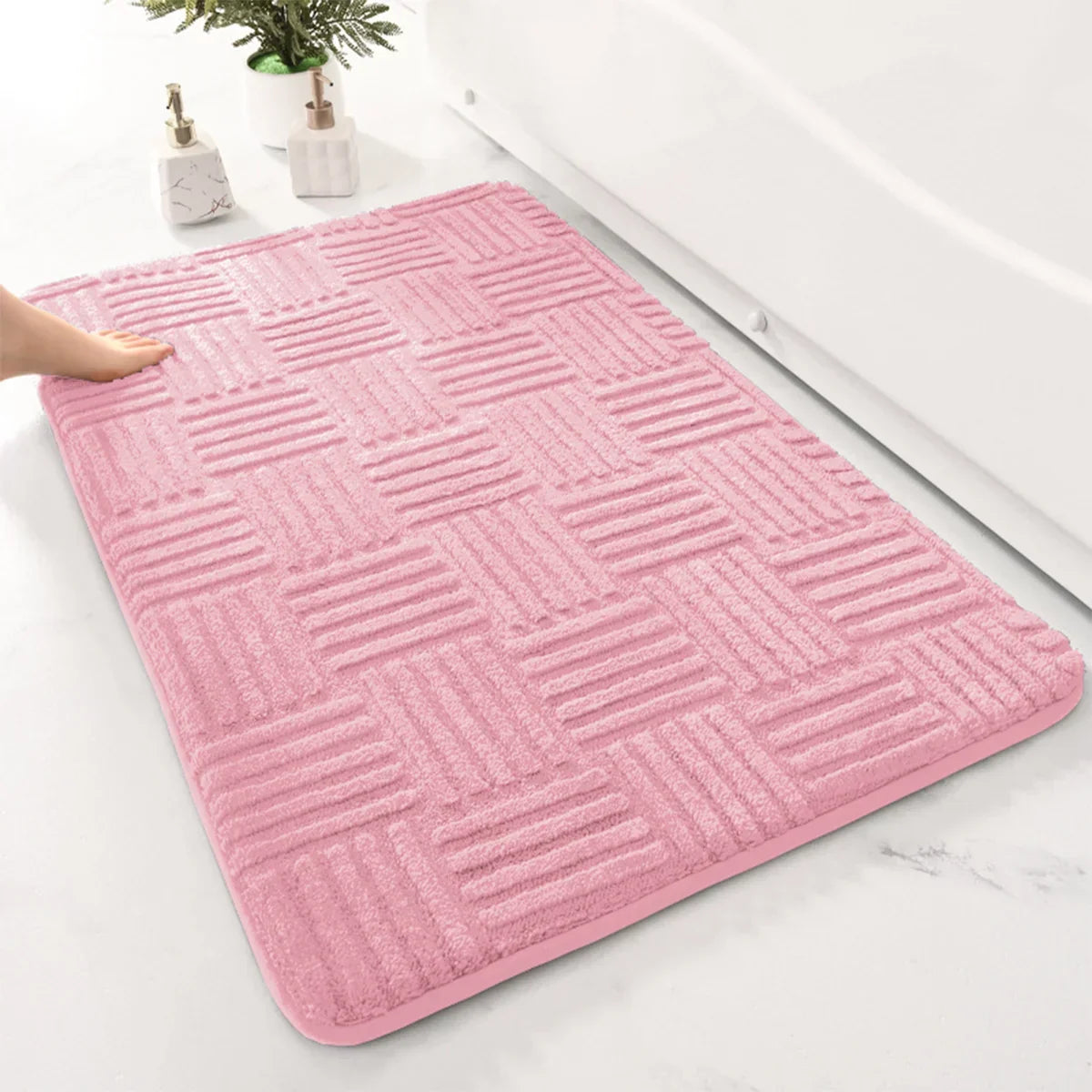 Rutschfeste Badematte aus Polyester | Weich und saugstark | Sicherer Halt für Bad, Dusche und Eingangsbereiche 4