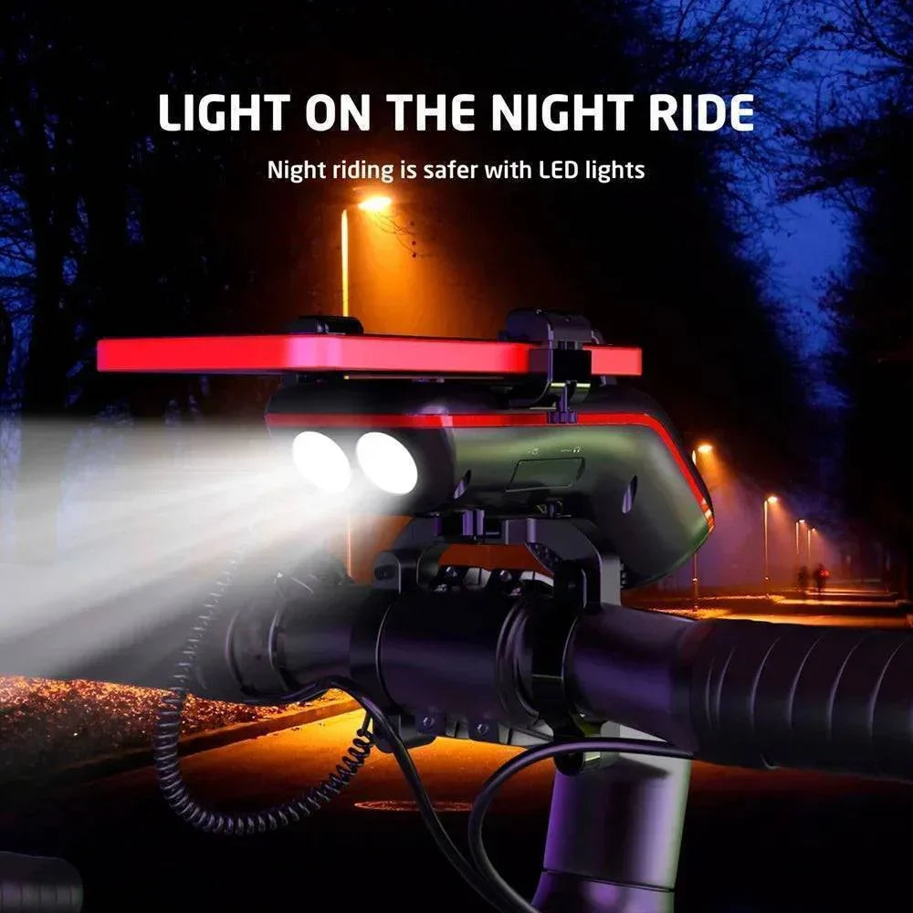Fahrradlicht mit Bluetooth Lautsprecher und Handyhalterung | 5000mAh Powerbank & Fahrradklingel | LED Licht für mehr Sicherheit 2