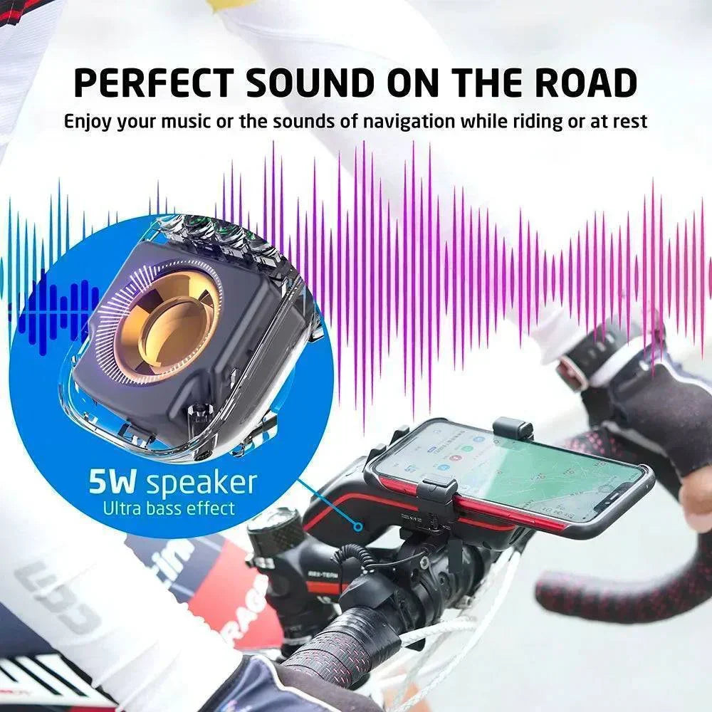 Fahrradlicht mit Bluetooth Lautsprecher und Handyhalterung | 5000mAh Powerbank & Fahrradklingel | LED Licht für mehr Sicherheit 3
