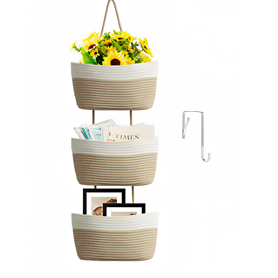 Cestino sospeso | 3 scomparti e ganci per porta | Spazio verticale | TrioNest