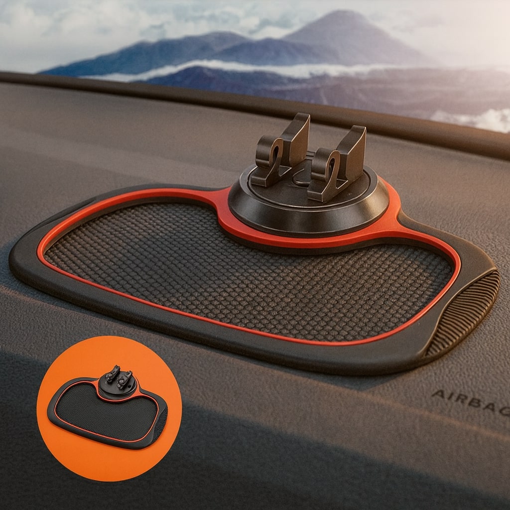 Antirutschmatte für Armaturenbrett | 3-in-1 mit 360° drehbarem Handyhalter | Rutschfester Halt ohne Bohren oder Kleben 3