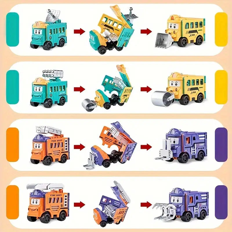 2in1 Verwandlungs-Spielauto aus Kunststoff | Klappbar in Sekunden, 6 Fahrzeug-Varianten | Robust für drinnen und draußen 2