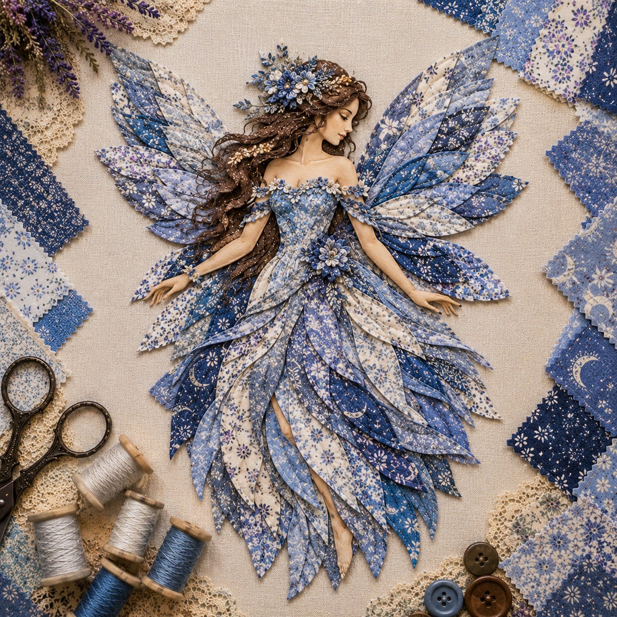Sada Feen Patchwork DIY | Víla z květinových látek | Začátečnicky přátelská sada pro tvoření | PatchBloom