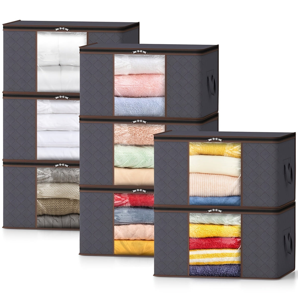 Kleiderspeicherbeutel Set 90L Polyester | 8er Set mit Sichtfenster & Reißverschluss | Für Umzug, Schrank & Saisonlagerung 1