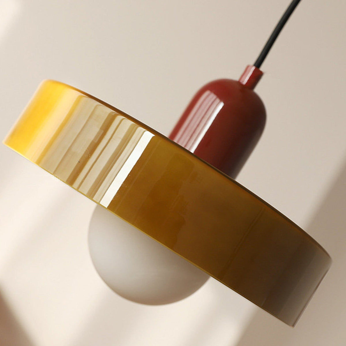 Glas-Pendelleuchte Bauhaus-Stil | Rundes Buntglas mit verstellbarer Hängehöhe | Ideal für Wohnzimmer, Küche und Flur 4