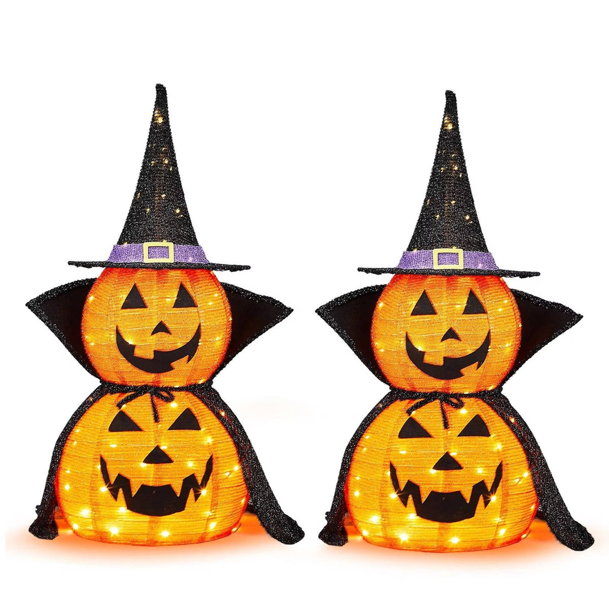 Leuchtende Halloween Kürbis Gartendeko | 2er Set mit 176 LEDs pro Kürbis | Faltbar & Wetterfest für Innen und Außen 5