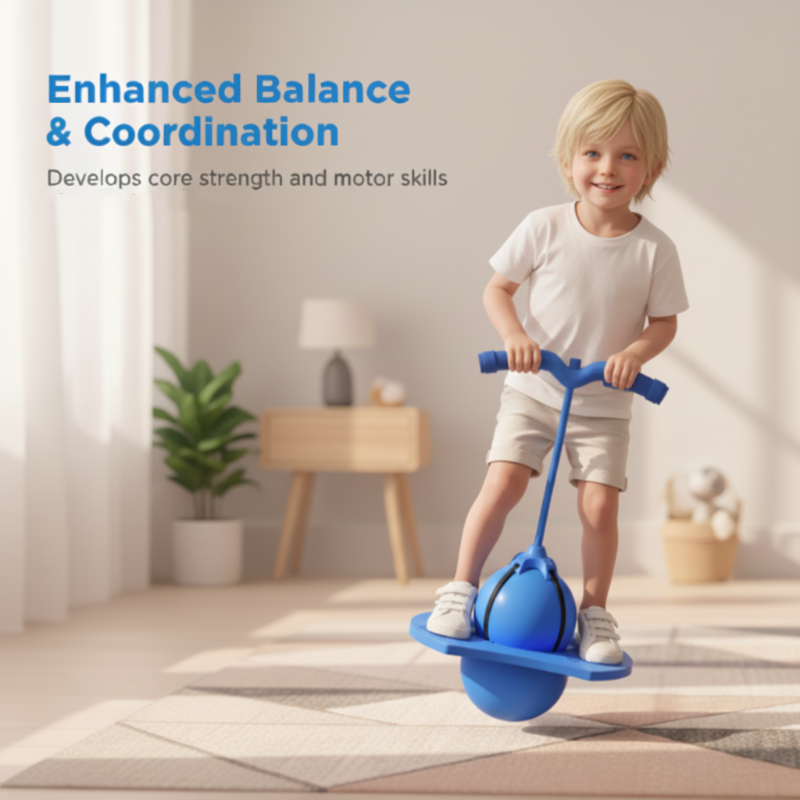 Sprungball | Rutschfeste Plattform & Schaumstoffgriff | Balance & Koordination | JumpForge