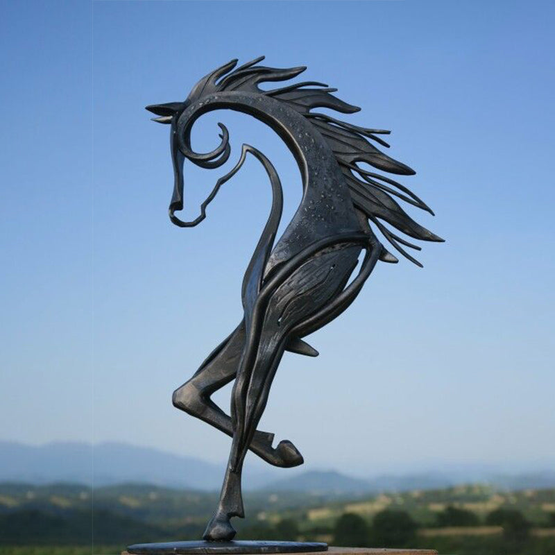 Escultura de cavalo em metal | Artesanato para jardim | Proteção contra ferrugem | Sculpterra