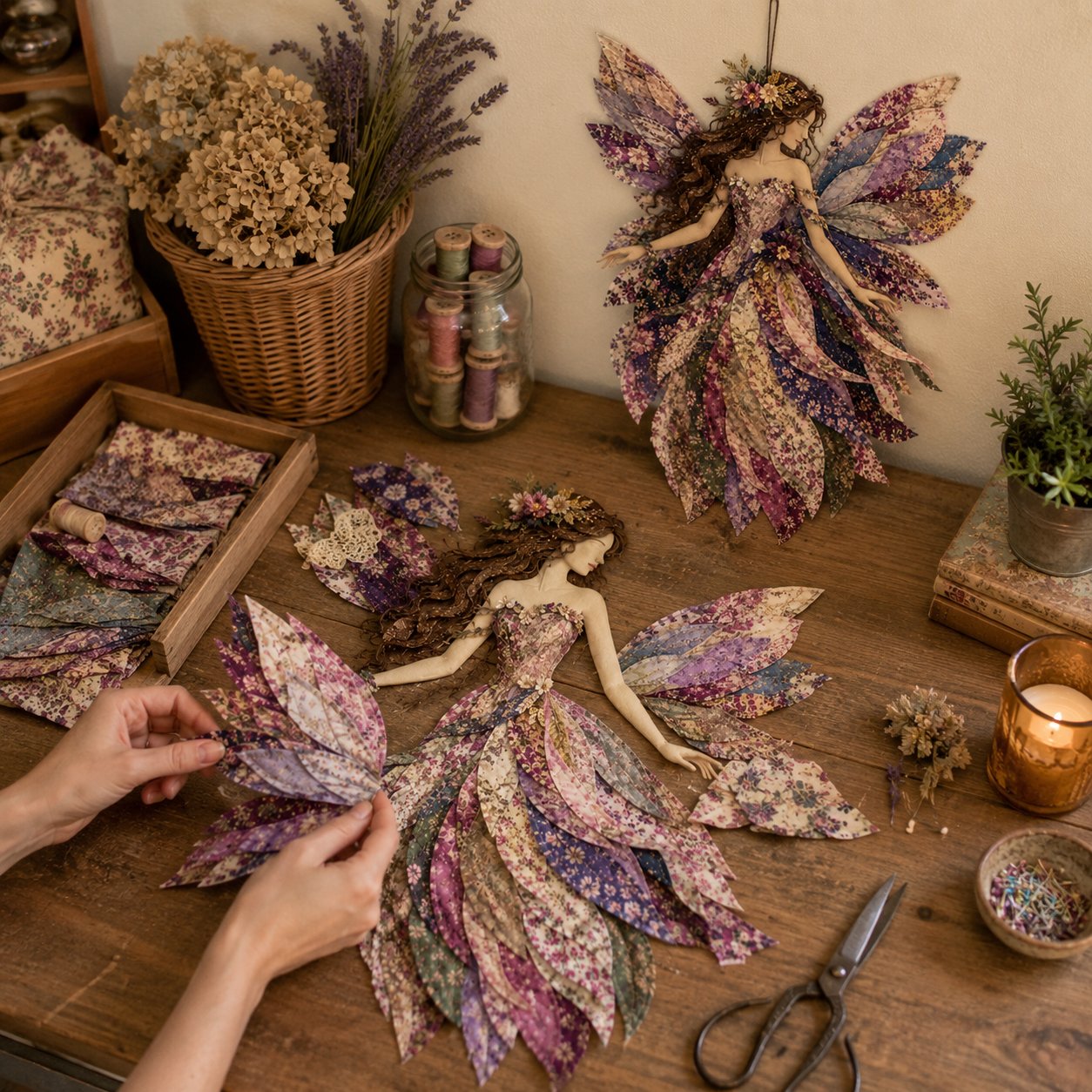 Sada Feen Patchwork DIY | Víla z květinových látek | Začátečnicky přátelská sada pro tvoření | PatchBloom