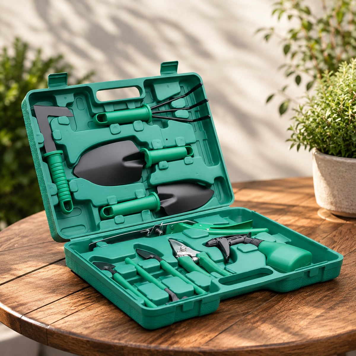 Gartenwerkzeug Set Edelstahl | 10 Teile inkl. Hartschalenkoffer für Pflanzen, Graben und Schneiden | Rostbeständig und ergonomisch 5