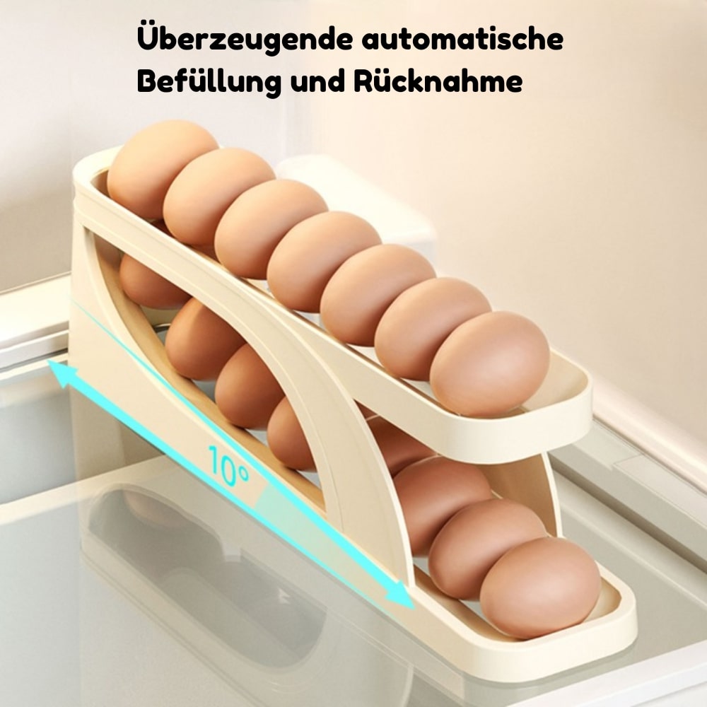Eierhalter mit Rollmechanismus aus ABS-Kunststoff | Platz für bis zu 15 Eier | Automatische Rotation für maximale Frische 2