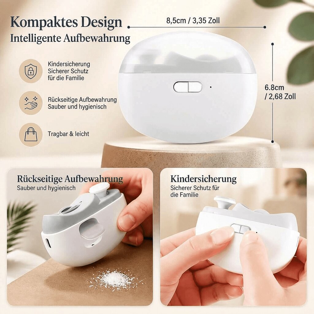 Elektrischer Nagelknipser mit Polierfunktion | Automatische Kürzfunktion und Nano Glas Politur | Kompakt mit Ladekabel 7