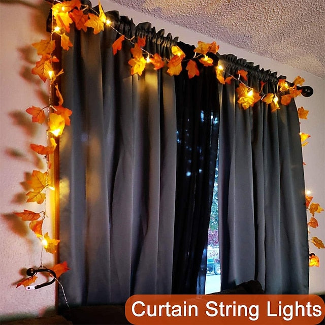 LED Lichterkette Ahornblätter Herbst | 1,5 m 10 LEDs Warmweiß | USB- oder Batteriebetrieb, für Innen & Außen geeignet 7