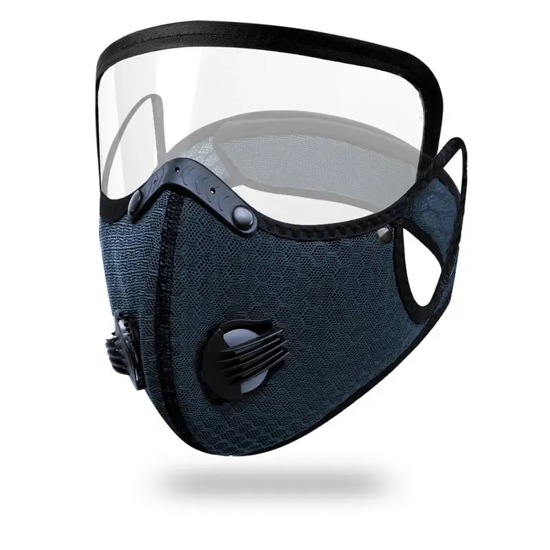 Maschera antipolvere riutilizzabile | con filtro a carbone attivo e visiera | Traspirante e leggera | RideMask