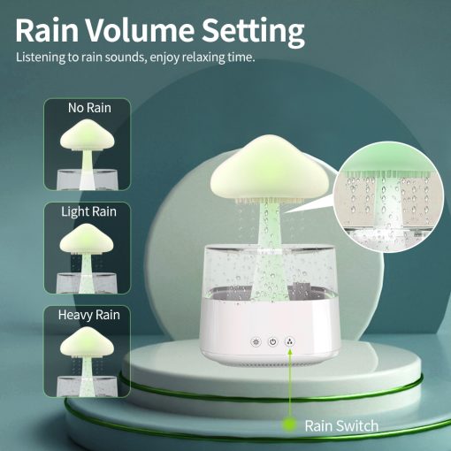 Regenwolken-Luftbefeuchter mit Nachtlicht | Aromatherapie-Diffusor mit Tropfeneffekt | Befeuchtet und reinigt leise die Luft 9
