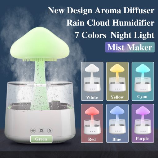 Regenwolken-Luftbefeuchter mit Nachtlicht | Aromatherapie-Diffusor mit Tropfeneffekt | Befeuchtet und reinigt leise die Luft 10