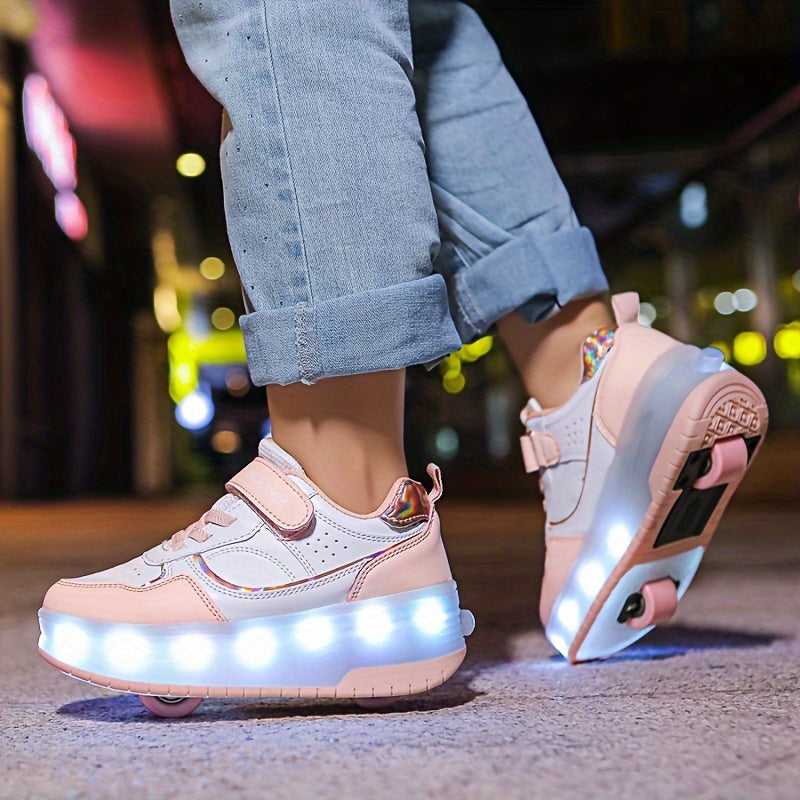 Roller sneakers for children | LED sole | Retractable wheels | RollFlash