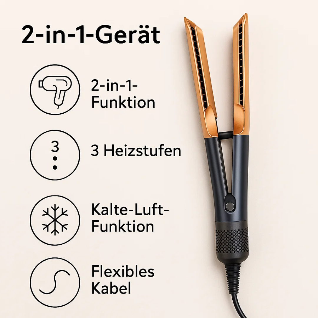 2 in 1 Haarstyler Föhn & Glätteisen | 1400-1600 W, 3 Temperaturstufen | Kaltluftfunktion für glattes, gepflegtes Haar 5