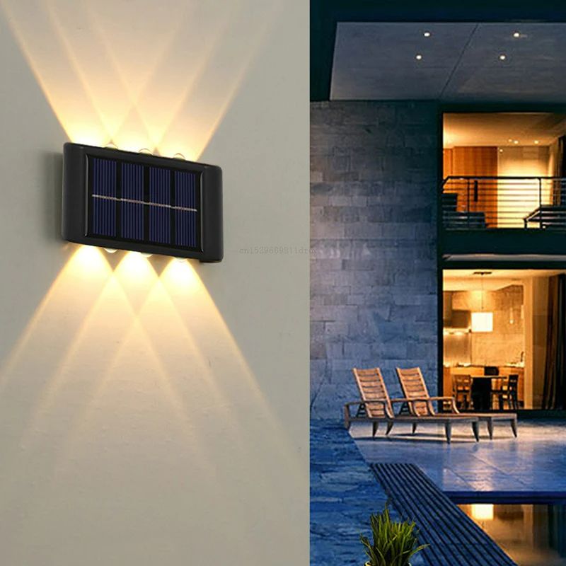 Solar-Wandleuchte LED Kunststoff | Auf- und Abwärtsbeleuchtung, 4 LEDs | IP65 wetterfest, bis 8 Stunden Leuchtzeit 1