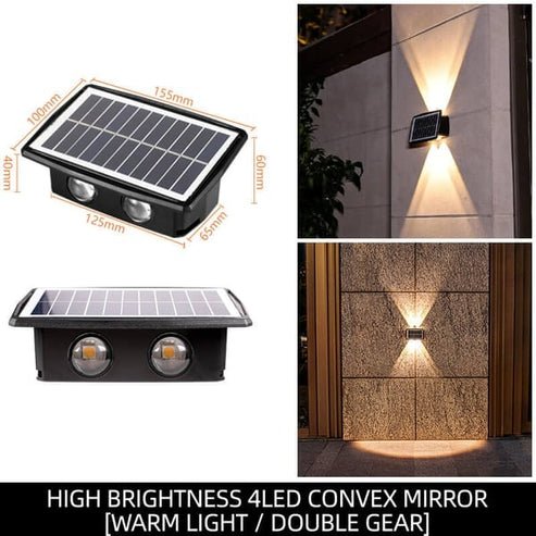 Solar-Wandleuchte LED Kunststoff | Auf- und Abwärtsbeleuchtung, 4 LEDs | IP65 wetterfest, bis 8 Stunden Leuchtzeit 5
