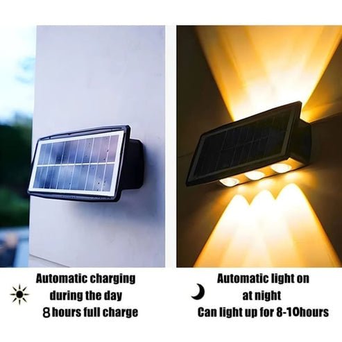 Solar-Wandleuchte LED Kunststoff | Auf- und Abwärtsbeleuchtung, 4 LEDs | IP65 wetterfest, bis 8 Stunden Leuchtzeit 3