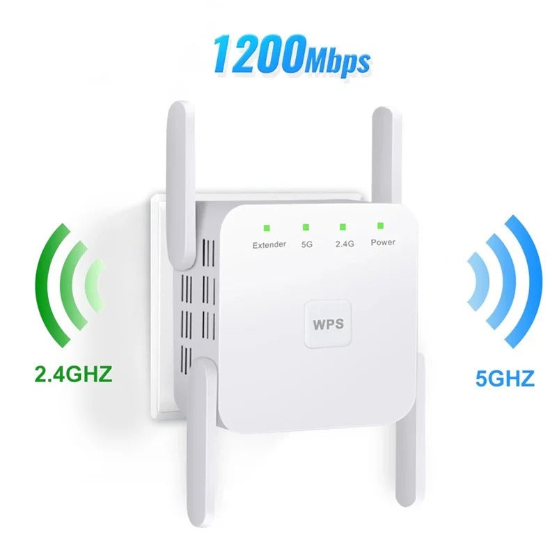 WLAN Verstärker Dual-Band | 2.4 und 5 GHz Frequenz, WLAN Repeater | Bis zu 1200 Mbps, Plug-and-Play Installation 2