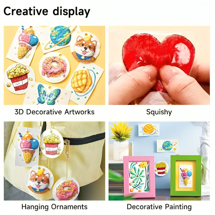 Conjunto de pintura com estrutura de espuma mágica 3D | com tintas, pincéis e modelos | Artesanato limpo | PuffArt