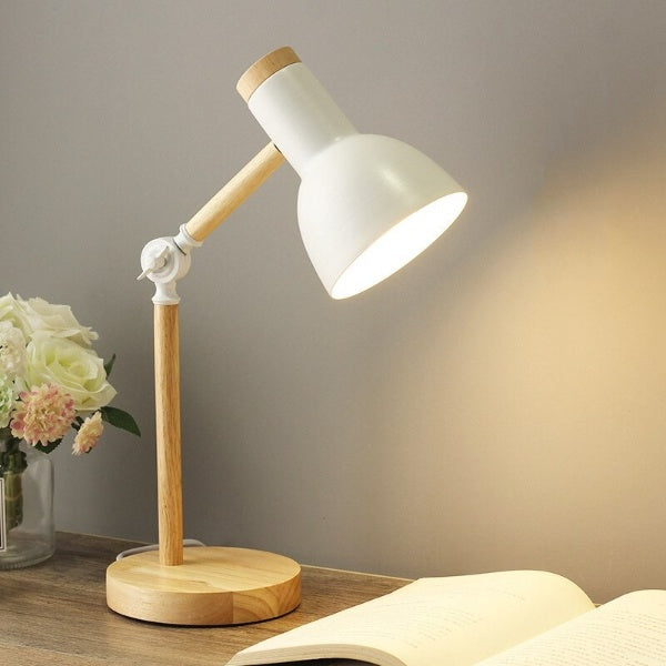 LED Schreibtischlampe Holz 45 x 15 cm | Verstellbarer Arm & Touch-Dimmer | 3 Lichtfarben, 5 W, Nordisches Design 3