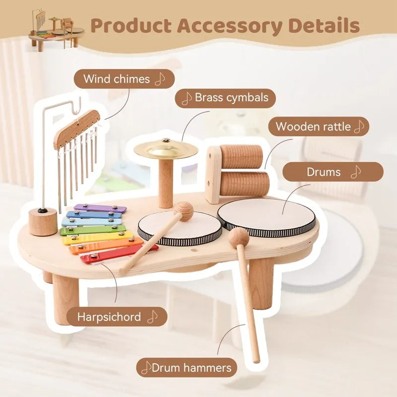 Musikalsk aktivitetsbord | Xylofon, trommer og klokke | Fremmer rytme og motorik | MelodyTots