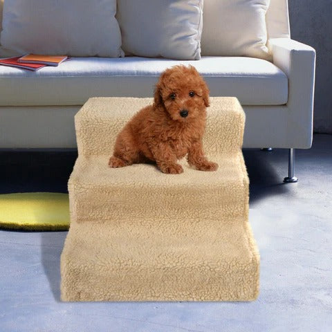 Hundetreppe 3 Stufen aus Polypropylen | Abnehmbarer Fleece-Bezug für mehr Halt | Für Betten und Sofas bis 20 kg 8