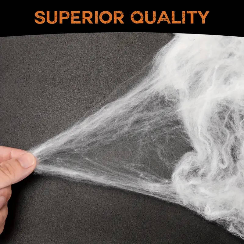 Spinnennetz Halloween Deko | 200 qm Abdeckung mit 9 Fake-Spinnen | Dehnbares Material, Innen und Außen, rückstandsfrei 5