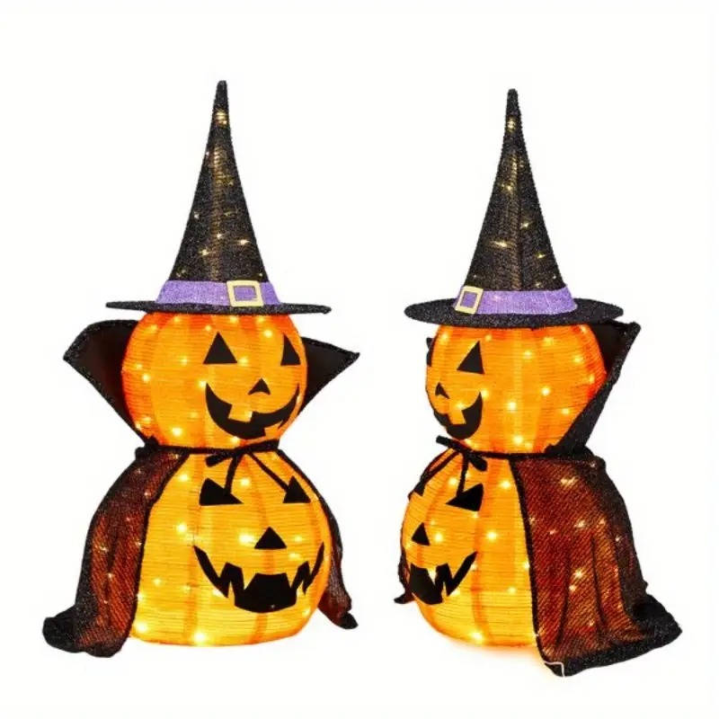 Leuchtende Halloween Kürbis Gartendeko | 2er Set mit 176 LEDs pro Kürbis | Faltbar & Wetterfest für Innen und Außen 6