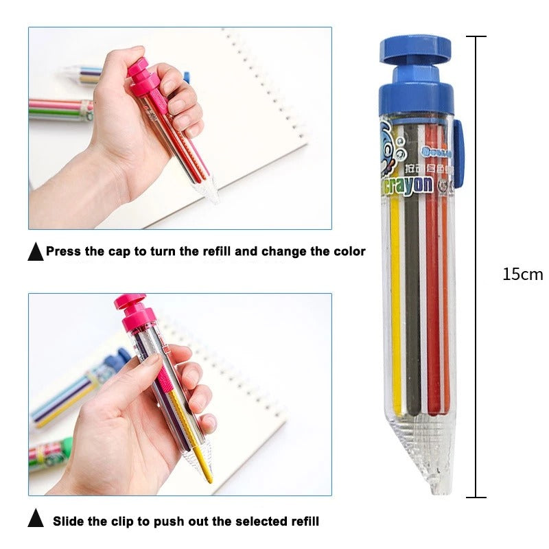 8-in-1 Farbstift aus Kunststoff | Klick-Mechanismus für schnellen Farbwechsel | Kompakt für Schule & Unterwegs