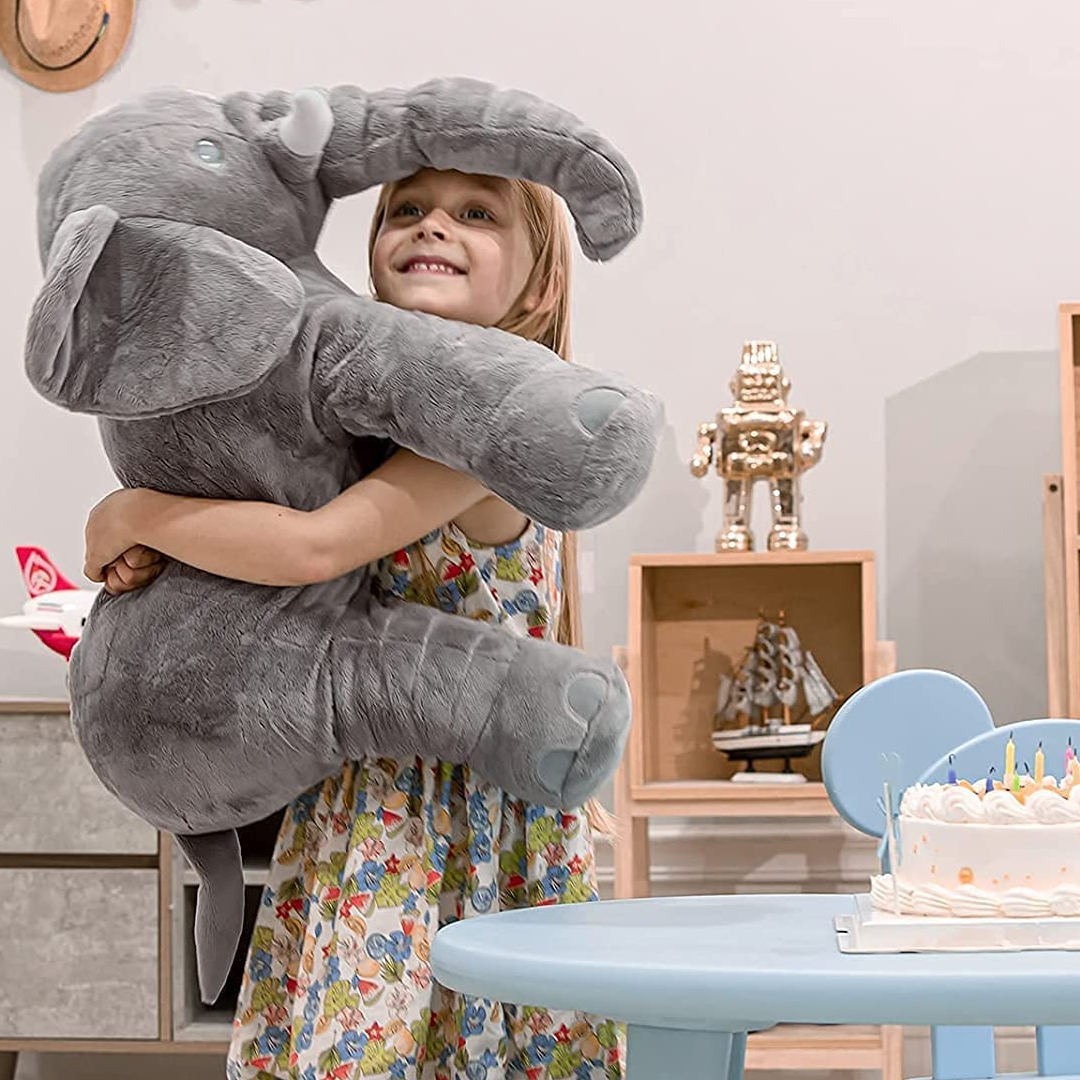 Elefant Plüschkissen aus Baumwolle | Weiches Kuscheltier für Sofa, Bett und Kinderzimmer | Waschbar und Pflegeleicht 5