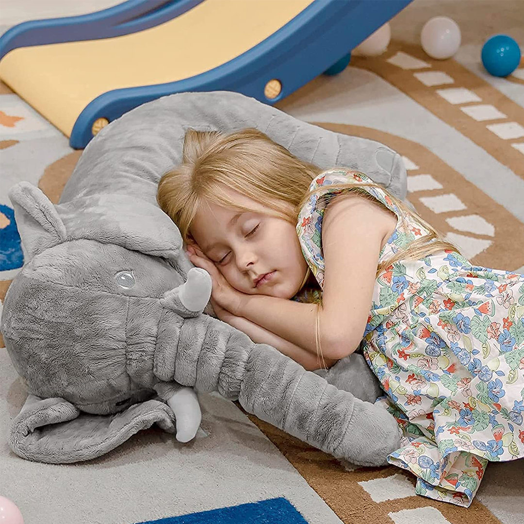 Elefant Plüschkissen aus Baumwolle | Weiches Kuscheltier für Sofa, Bett und Kinderzimmer | Waschbar und Pflegeleicht 1