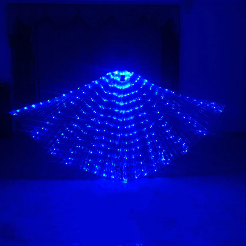 LED Leuchtflügel Kostüm für Damen | USB Akku, mehrere Stunden Leuchtdauer | Chiffon Stoff, Fiberglas-Streben, verstellbar