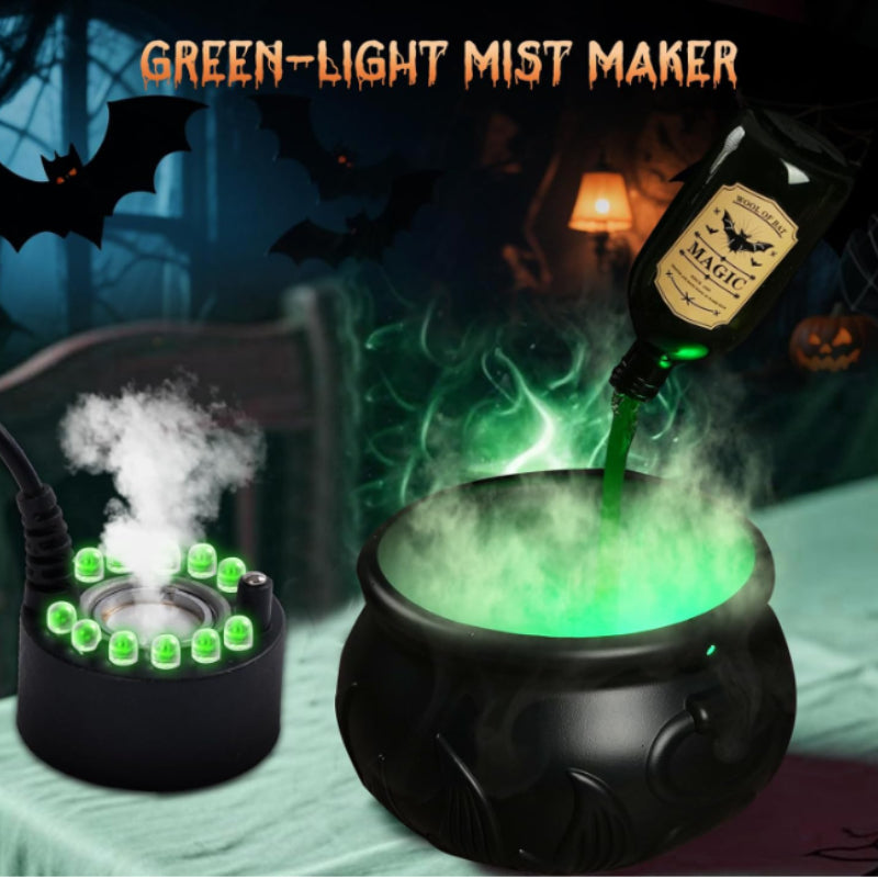 Hexenkessel Halloween Deko | Schwebende Zaubertrankflasche mit Nebeleffekt | USB-Komplettset mit Skelett-Requisiten 4