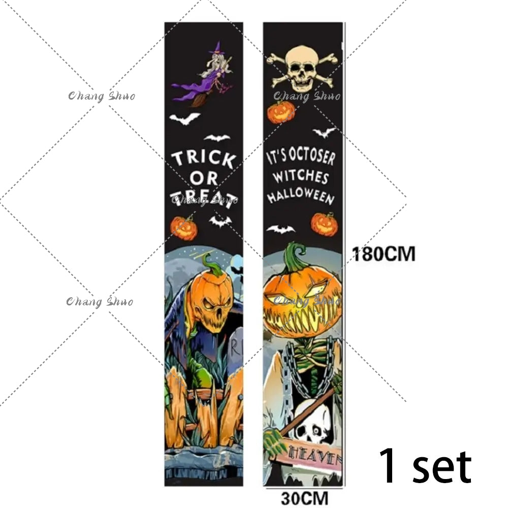Halloween Türvorhang mit Kürbis- und Geister-Motiven | Hängedeko für Tür, Fenster und Wand | Wiederverwendbare Partydekoration 7