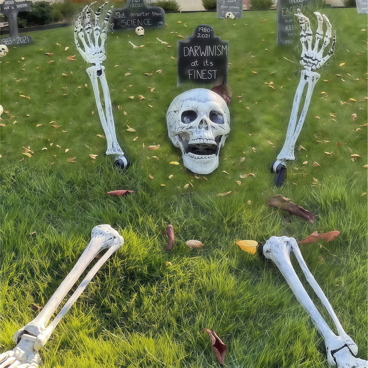 Halloween Skelett Gartenstecker | Realistische Arme & Beine mit Stecksystem | Wetterfest, wiederverwendbar für Garten und Rasen 1