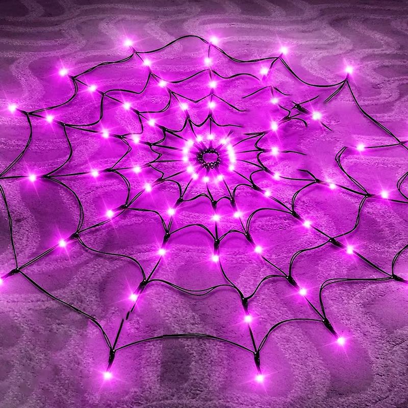 LED Spinnennetz Lichterkette Halloween | Flexibel für Innen und Außen | Energiesparende LED-Technik für lange Partynächte