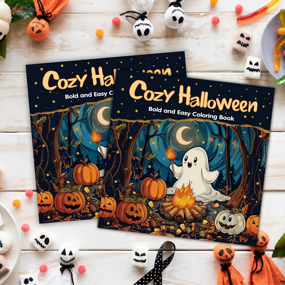 Halloween Malbuch für Erwachsene und Jugendliche | Einfache Motive für Entspannung | Dickes Papier ohne Durchdrucken