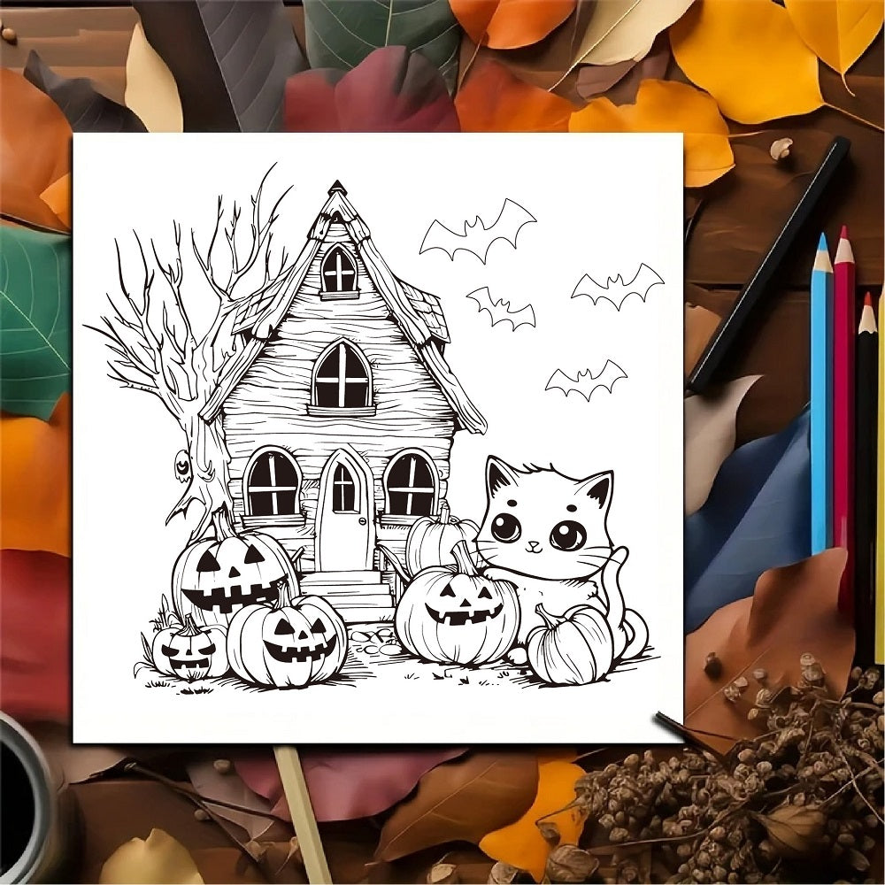 Halloween Malbuch für Erwachsene und Jugendliche | Einfache Motive für Entspannung | Dickes Papier ohne Durchdrucken