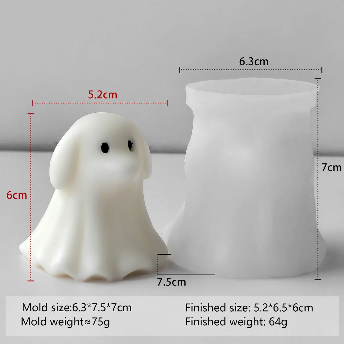 Geister-Silikonform für Halloween | Für Kerzenwachs, Epoxidharz und Seife | Flexibel, Hitzebeständig und Wiederverwendbar 5