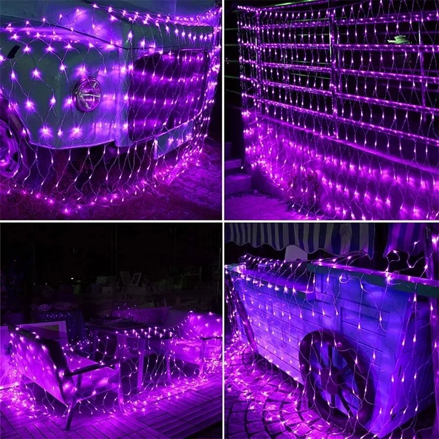 LED Lichternetz Vorhang für Fenster und Wände | 8 Leuchtmodi, IP42 wetterfest | Ideal für Halloween, Hochzeit und Party 5