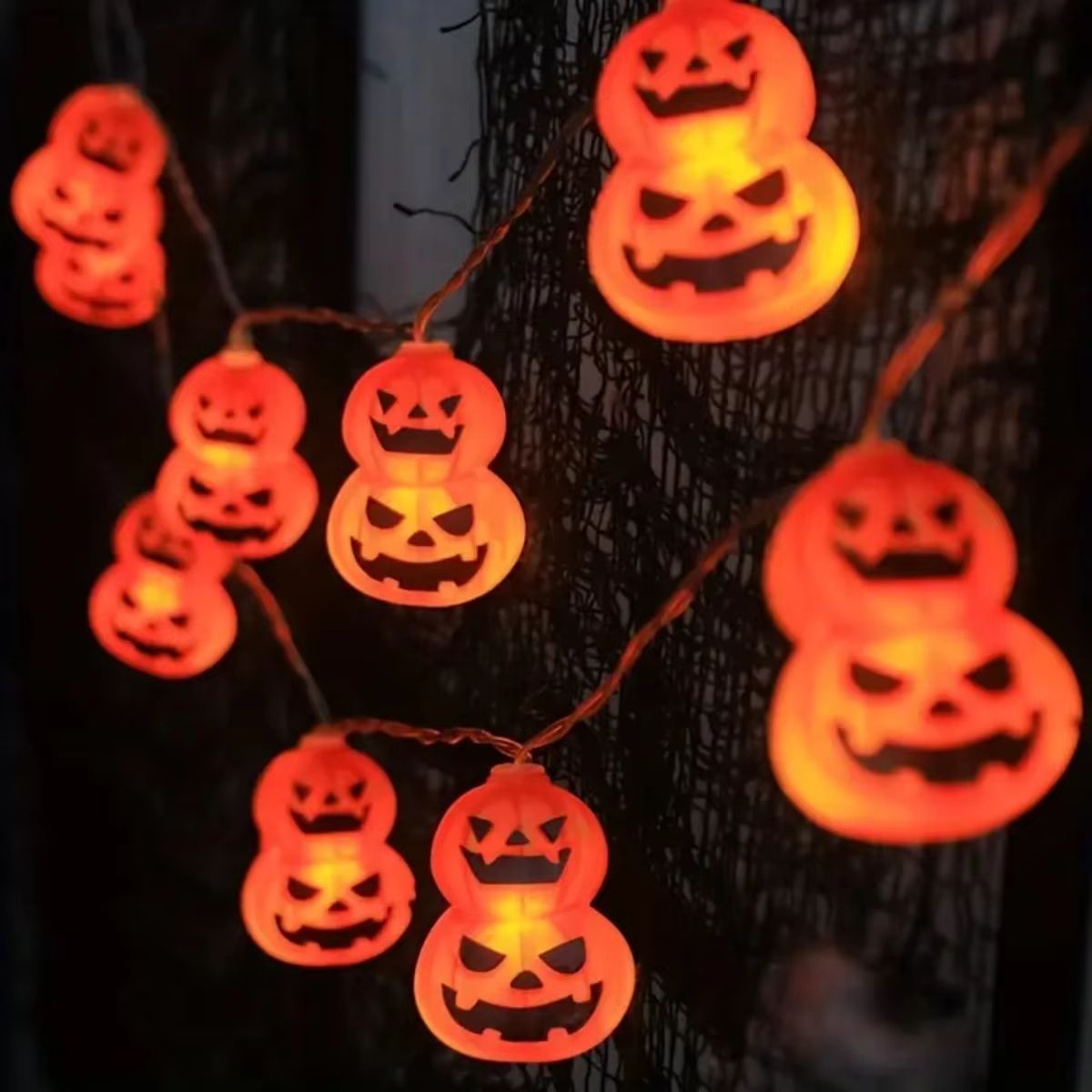 LED Kürbis Lichterkette Halloween | Batteriebetrieben, 10 oder 20 Leuchten | Wetterfest für Garten, Terrasse & Party 1