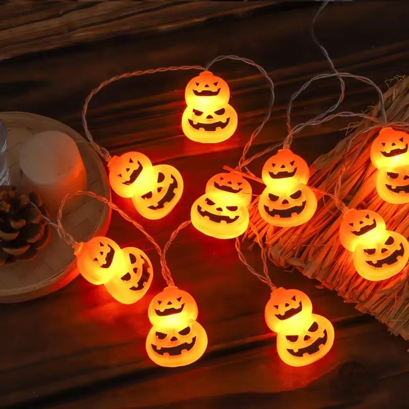 LED Kürbis Lichterkette Halloween | Batteriebetrieben, 10 oder 20 Leuchten | Wetterfest für Garten, Terrasse & Party