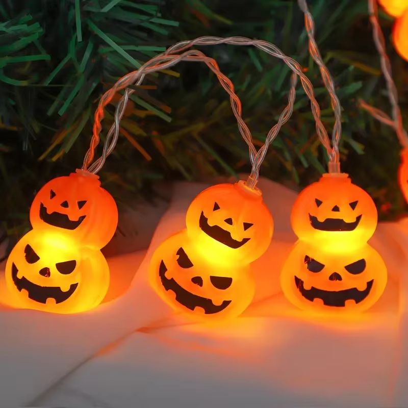 LED Kürbis Lichterkette Halloween | Batteriebetrieben, 10 oder 20 Leuchten | Wetterfest für Garten, Terrasse & Party