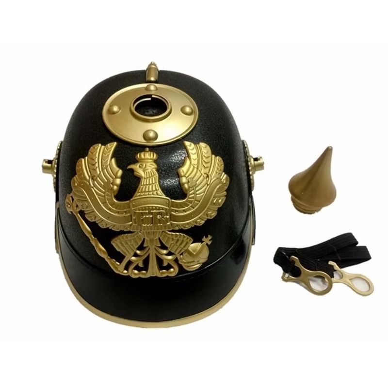 Pickelhaube Kostümhelm aus Kunststoff | Preußischer Stil mit Spitze | Leicht, bequem und ideal für Kostümpartys und Halloween