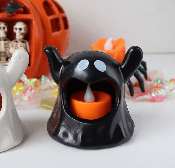 LED Geisterlicht Halloween | Batteriebetrieben, Flammenlose Flackerflamme | Kinderfreundlich für Tisch, Regal und Party